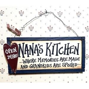 Nanas Kitchen Wall Art Sign Wooden 5 1/2" x 12" Primitive Country Farm